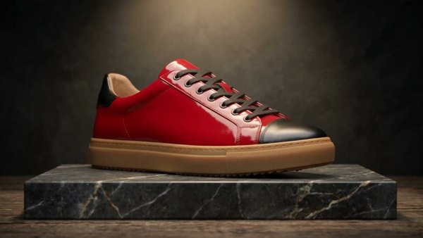 Red sneaker photo before recoloring