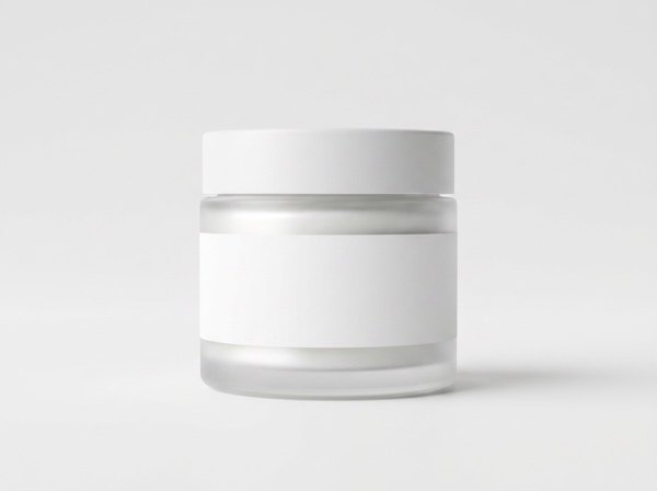 Cosmetic jar photographed on a plain background